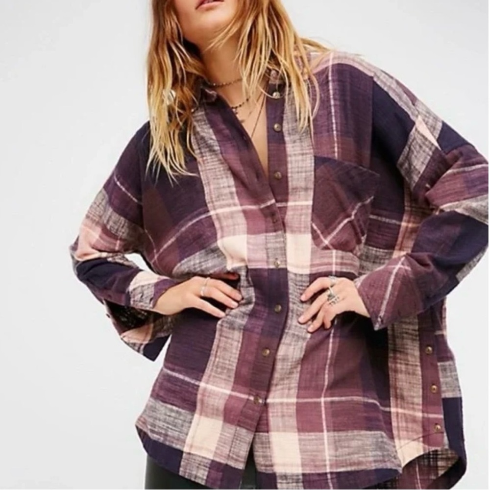 Free People Oversized Button Down Flannel